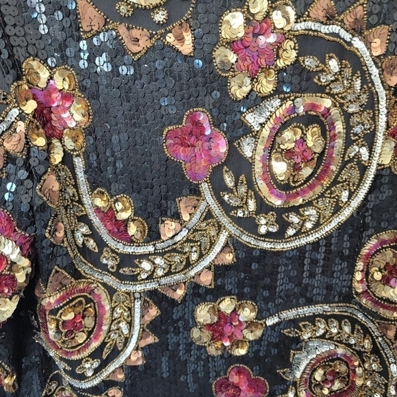 Scala Vintage Blouse Silk & Sequins Sz Small S Made in India - Picture 10 of 10